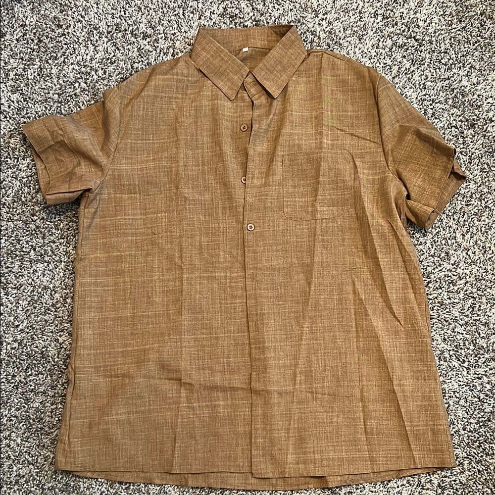 Brown Short Sleeve Men's Shirt